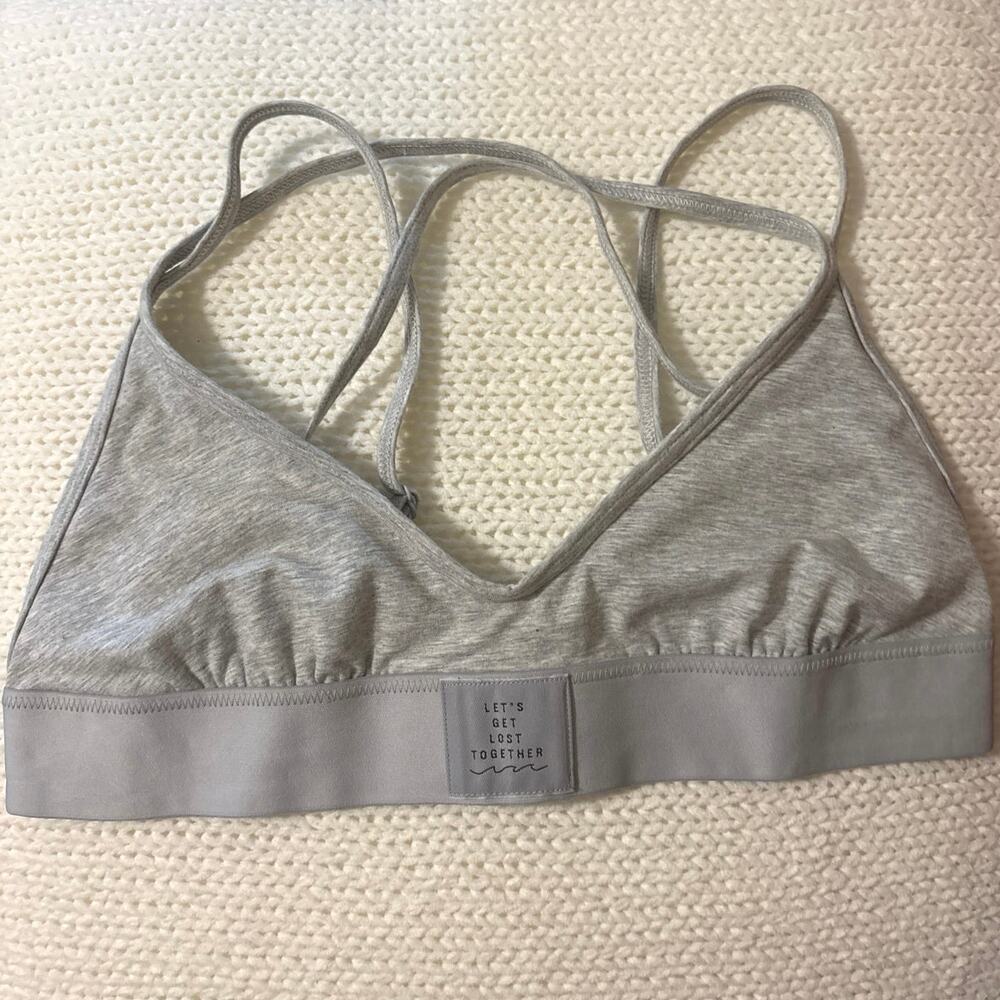 Aerie NWOT Gray Soft Cotton Blend Strappy Back Bralette Medium